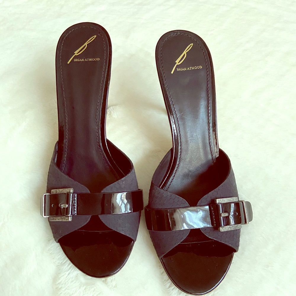 Brian Atwood black mules